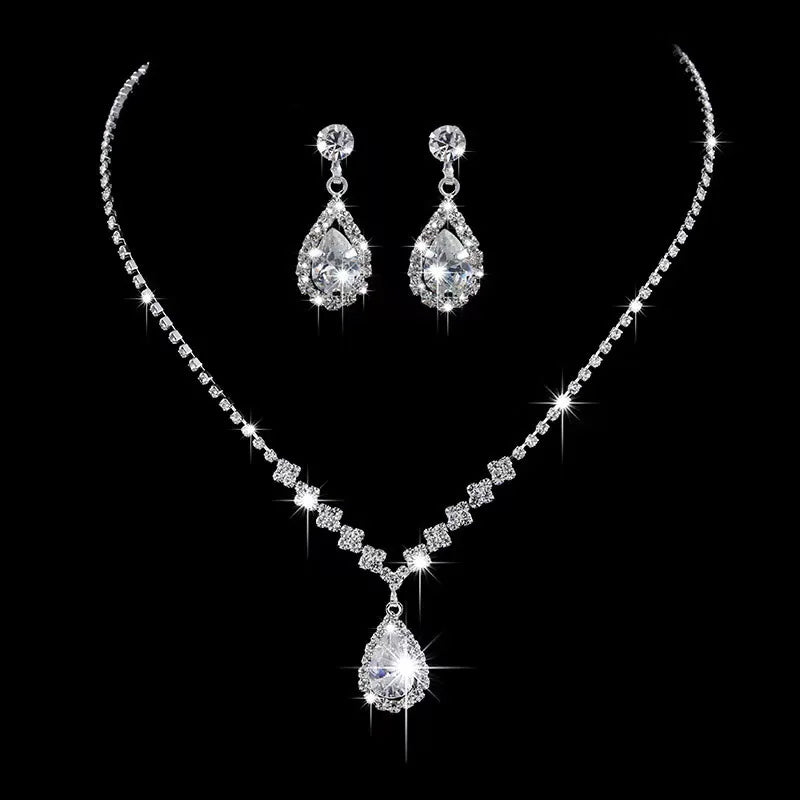 Women’s Water Drop Necklace & Earring Jewelry Set