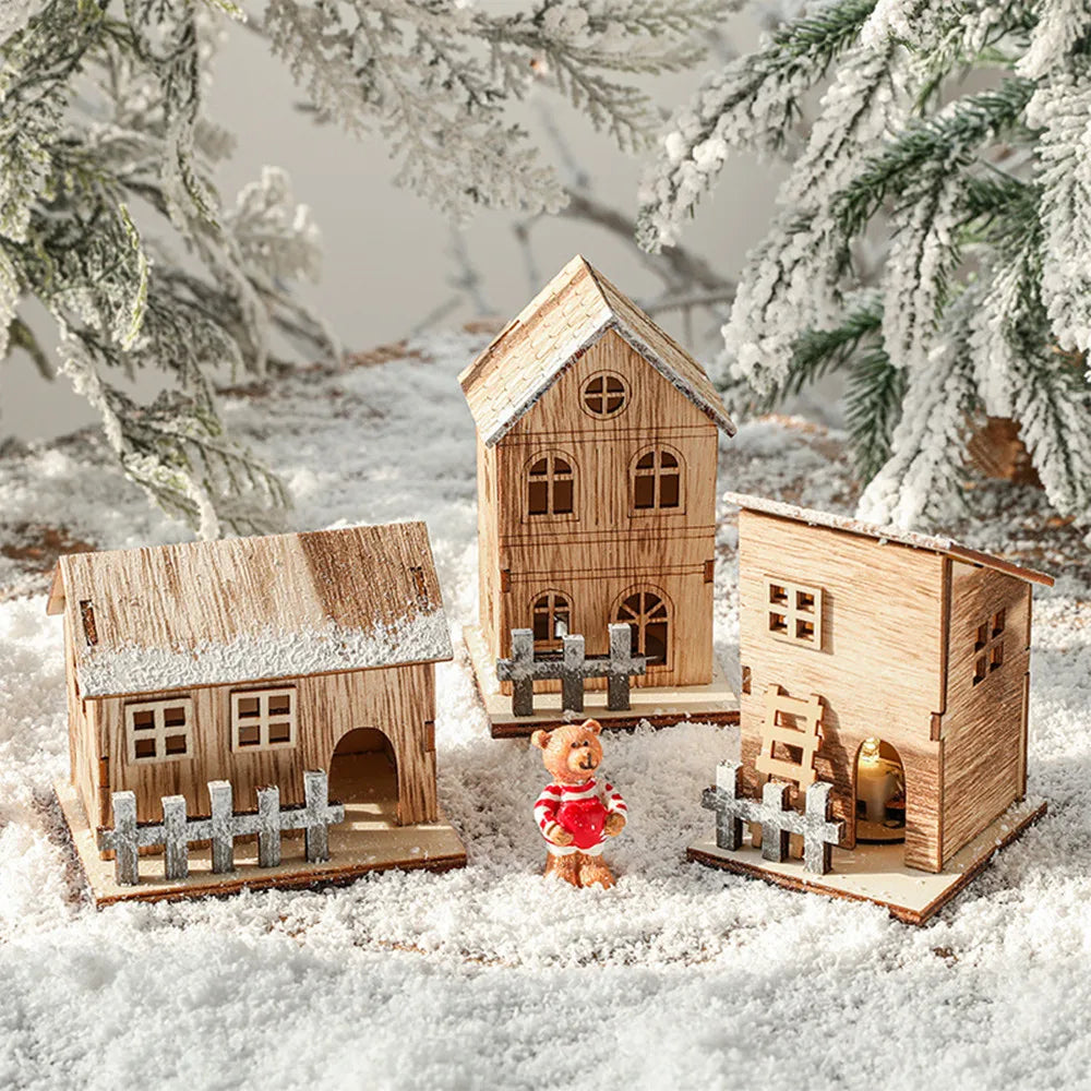 LED Wooden Christmas House Ornament