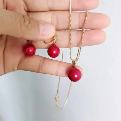 Pearl Necklace & Dangle Earrings Set