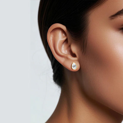 14K Gold Pear Moissanite Stud Earrings