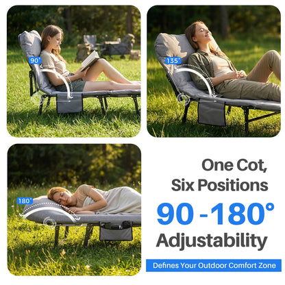 Adjustable Folding Camping Cot with Mattress
