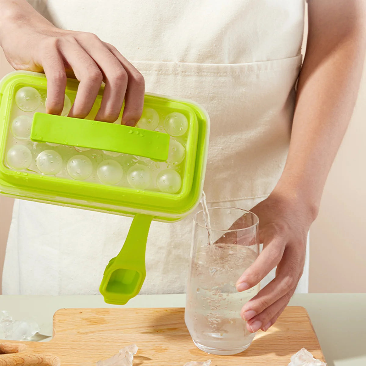 Ice Cube Storage Tray with Release Press