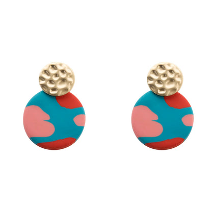 AENSOA  Colorful Painted Pattern Acrylic Drop Earrings