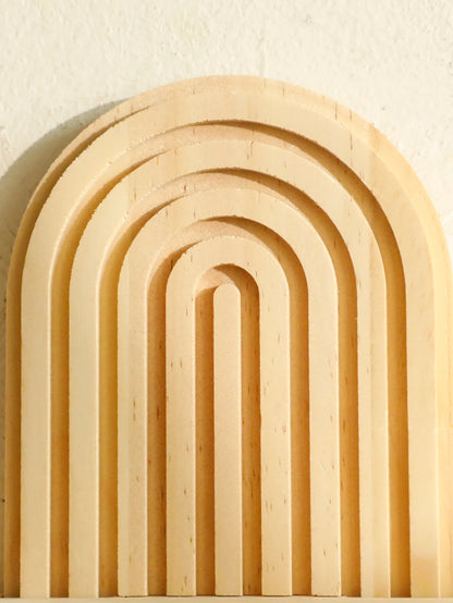 Geometric Natural Wood Wall Mounted Display Shelf