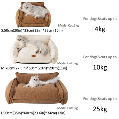 All-Season Plush Pet Sofa Bed for Dogs & Cats