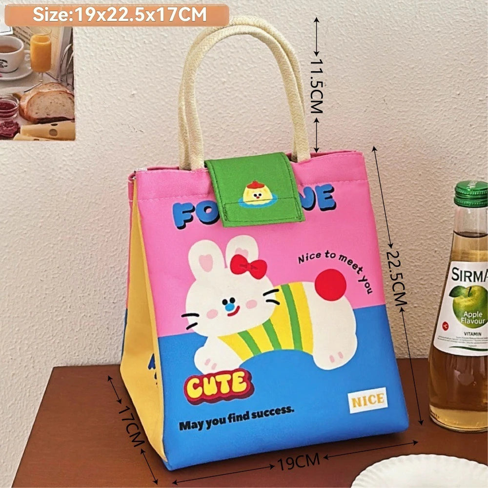 Cute Insulated Canvas Bento Lunch Tote Bag