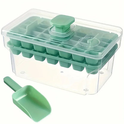 68-Grid Refrigerator Ice Cube Tray with Lid & Scoop