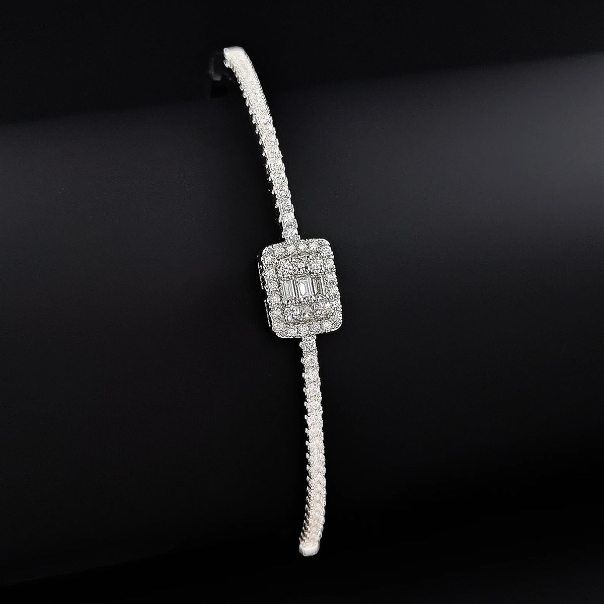 Rectangular Cubic Zirconia Bangle Bracelet