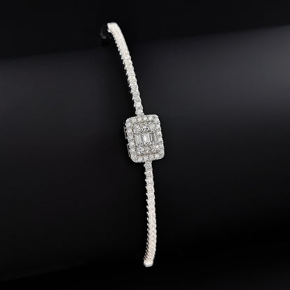 Rectangular Cubic Zirconia Bangle Bracelet