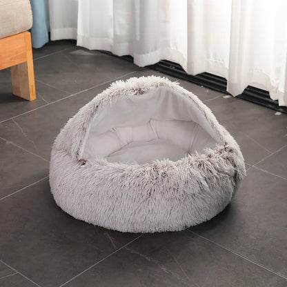 Semi-Enclosed Plush Cat & Dog Bed
