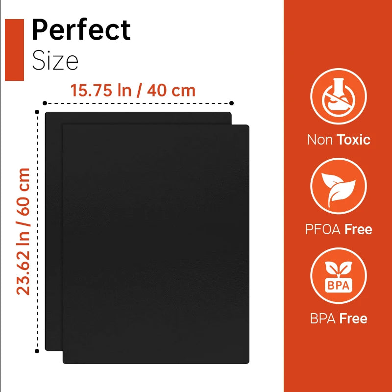 Heat Resistant Teflon Grill & Baking Mat for BBQ, Oven & Air Fryer
