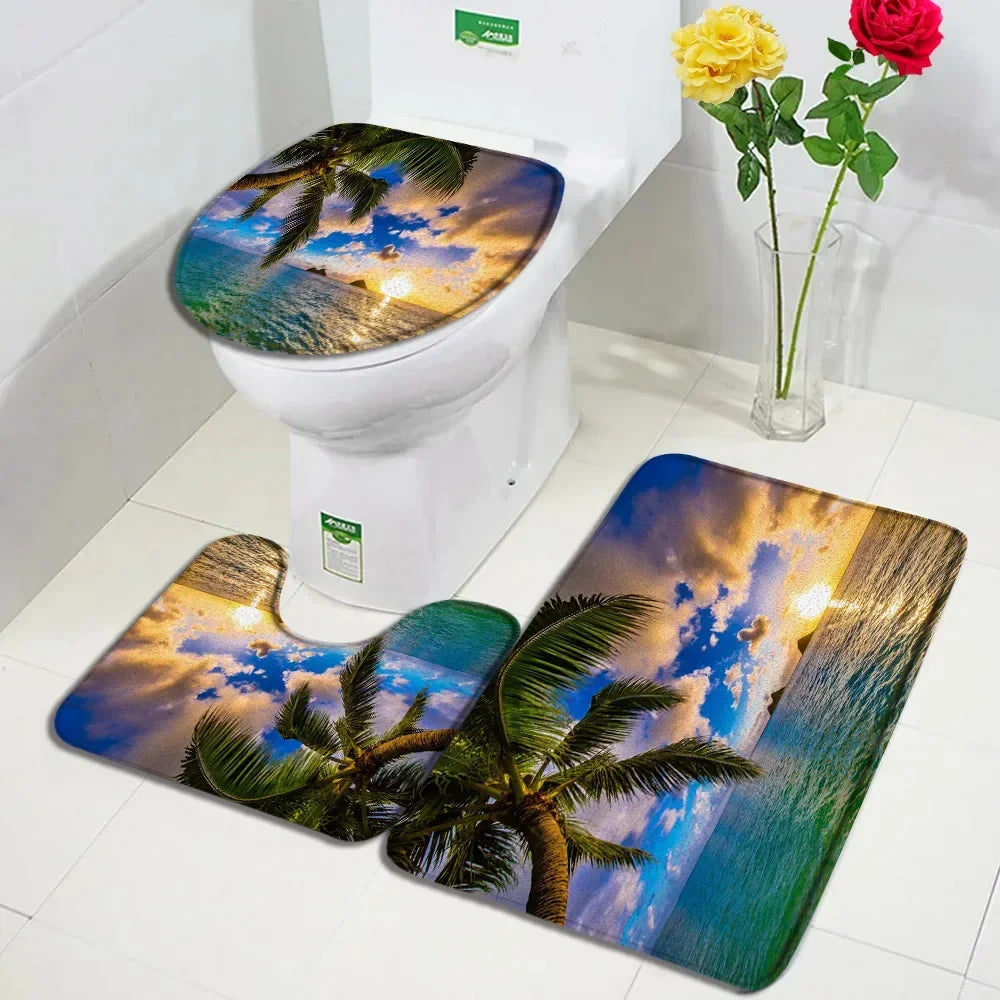Ocean Seashell Bathroom Mat Set