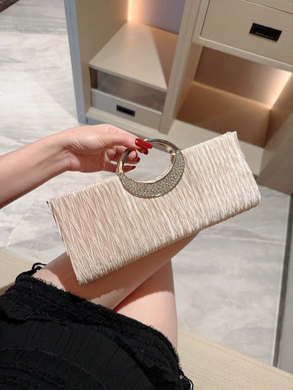 Classic Pleated Design Metal Evening Bag