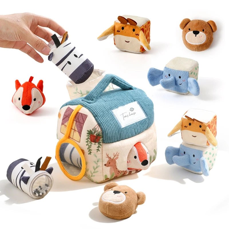 Montessori Plush Farm House & Animal Play Set