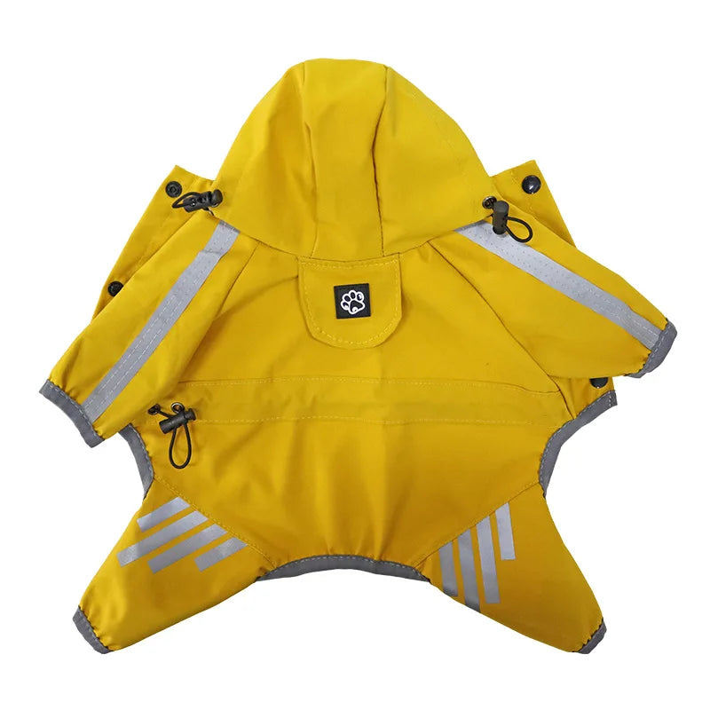 Full-Body Waterproof Dog Overalls with Reflective Strips & Hood