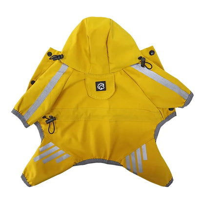 Full-Body Waterproof Dog Overalls with Reflective Strips & Hood