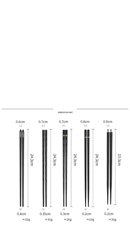 5 Pairs Stainless Steel Non-Slip Chopsticks Set
