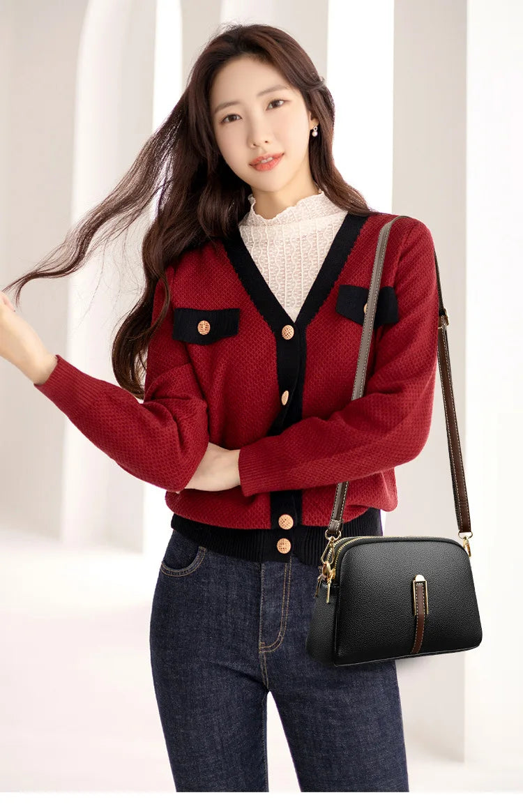 Women’s Genuine Cowhide Leather Crossbody Messenger Bag