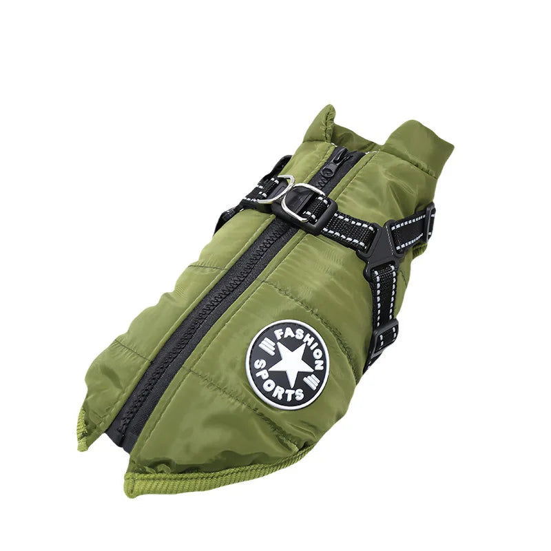 Waterproof Dog Jacket with Integrated Harness