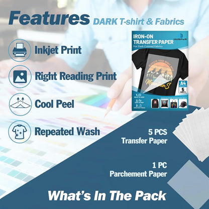 5 Sheets A4 Iron-On Heat Transfer Paper