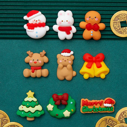 10-Piece Mini Christmas Resin Cabochon Set