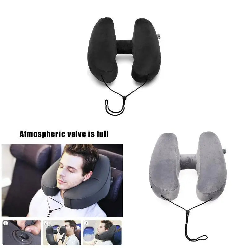 H Shape Inflatable Portable Folding  Neck Pillow