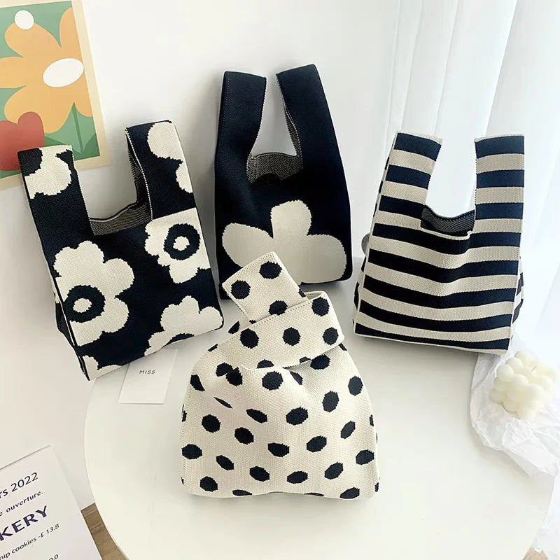Handmade Knitted Knot Wrist Tote Bag