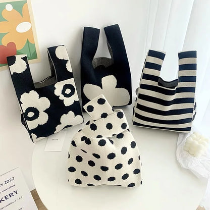 Handmade Knitted Knot Wrist Tote Bag
