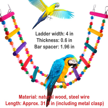 Bird Climbing Rope Net & Wooden Ladder Toy Set