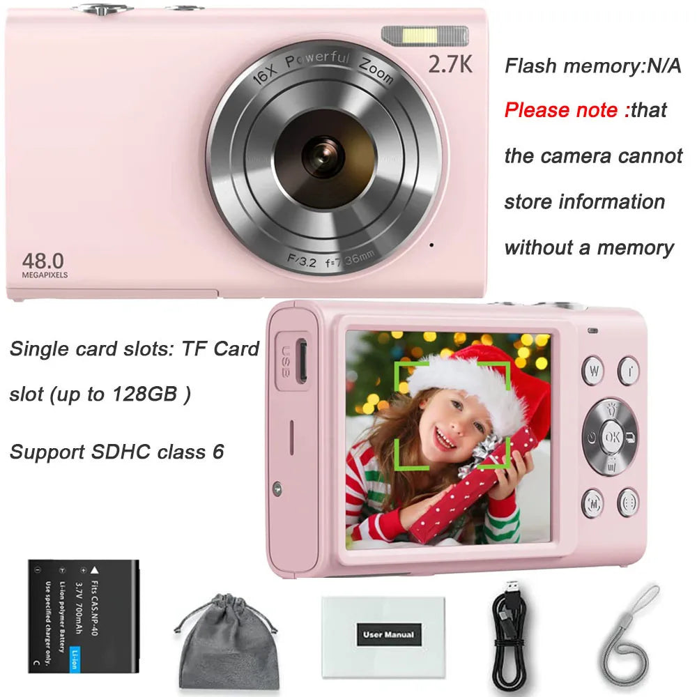 4K Autofocus Digital Camera with 48MP Photos & 2.8” IPS Screen