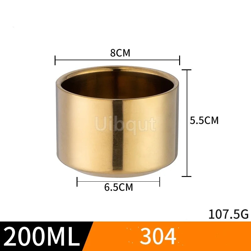 Double Wall Stainless Steel Coffee Cup Set with Spoon & Saucer