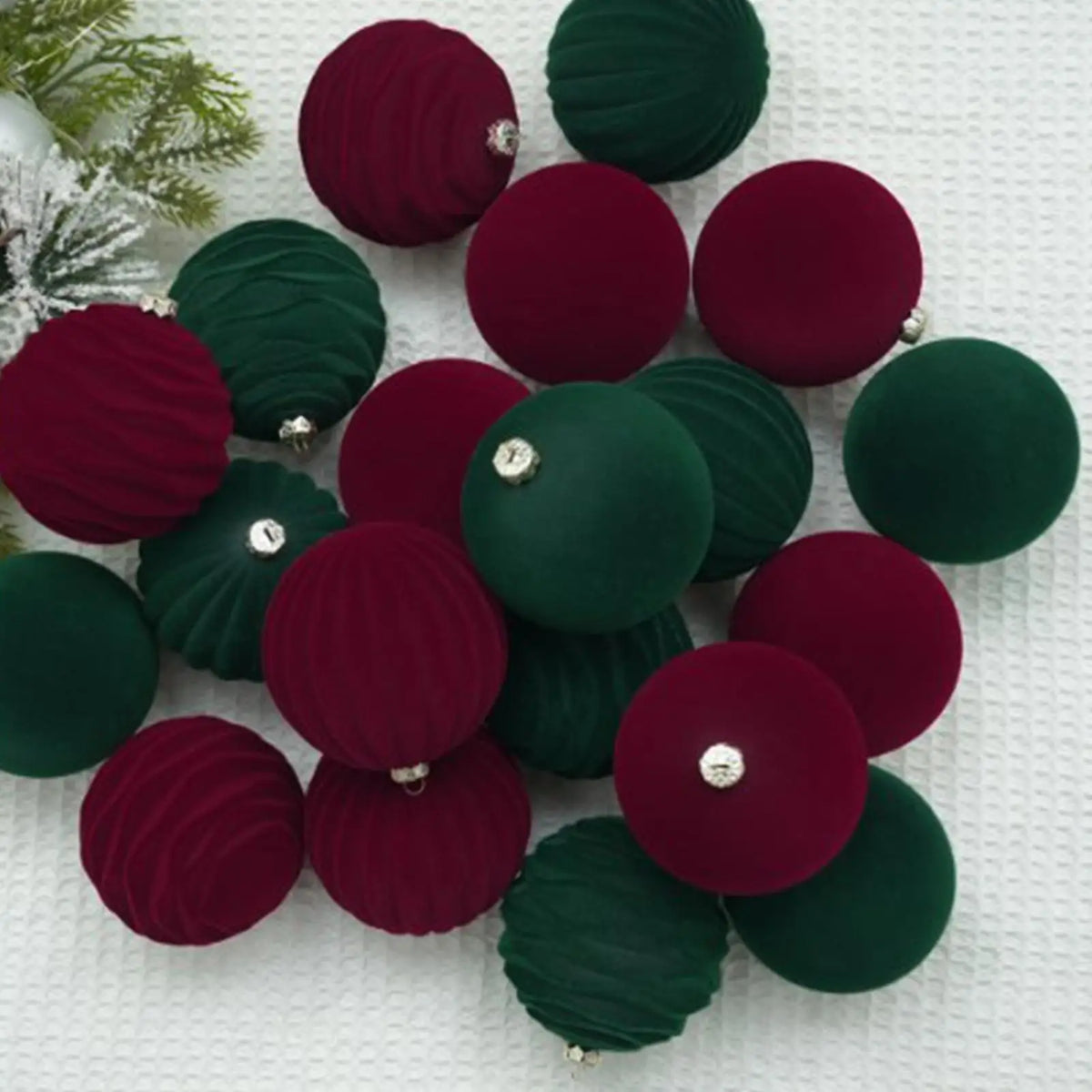 12-Piece Velvet Christmas Bauble Set