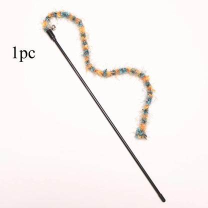 Colorful Plush Rope Cat Teaser Wand Set