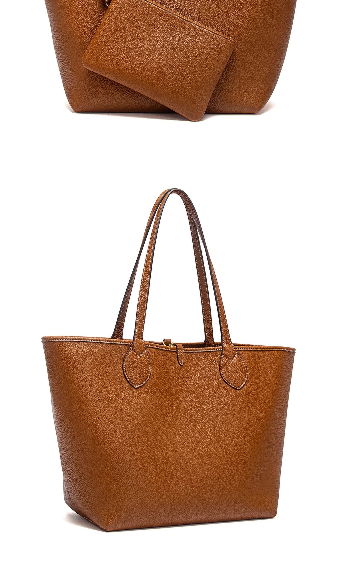 Women’s PU Leather Tote Bag with Matching Pouch