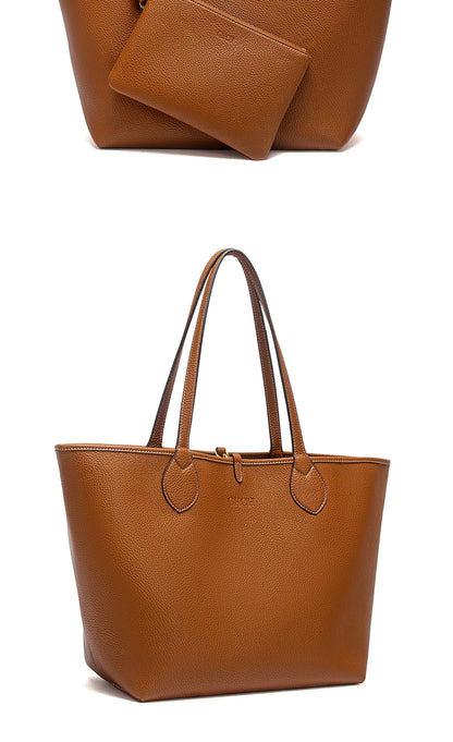 Women’s PU Leather Tote Bag with Matching Pouch