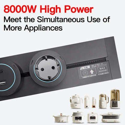 Wall Power Track Socket – USB Type-C Charging & Multi-Plug Outlet