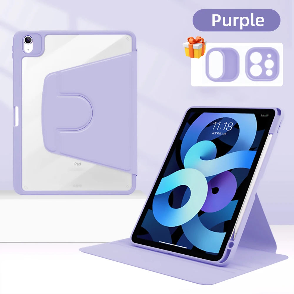 360° Rotatable Transparent Back Case for Apple iPad