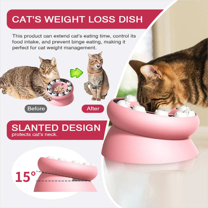 Interactive Slow Feeder Cat Bowl Puzzle Toy