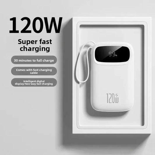 120W Fast Charging Power Bank with Built-in Cable