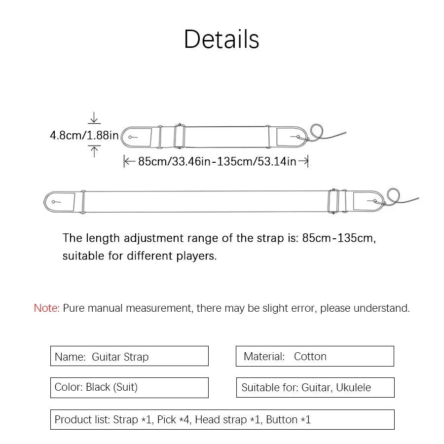 Guitar Strap Set with Picks & Strap Locks