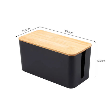 Bamboo Cable Management Storage Box
