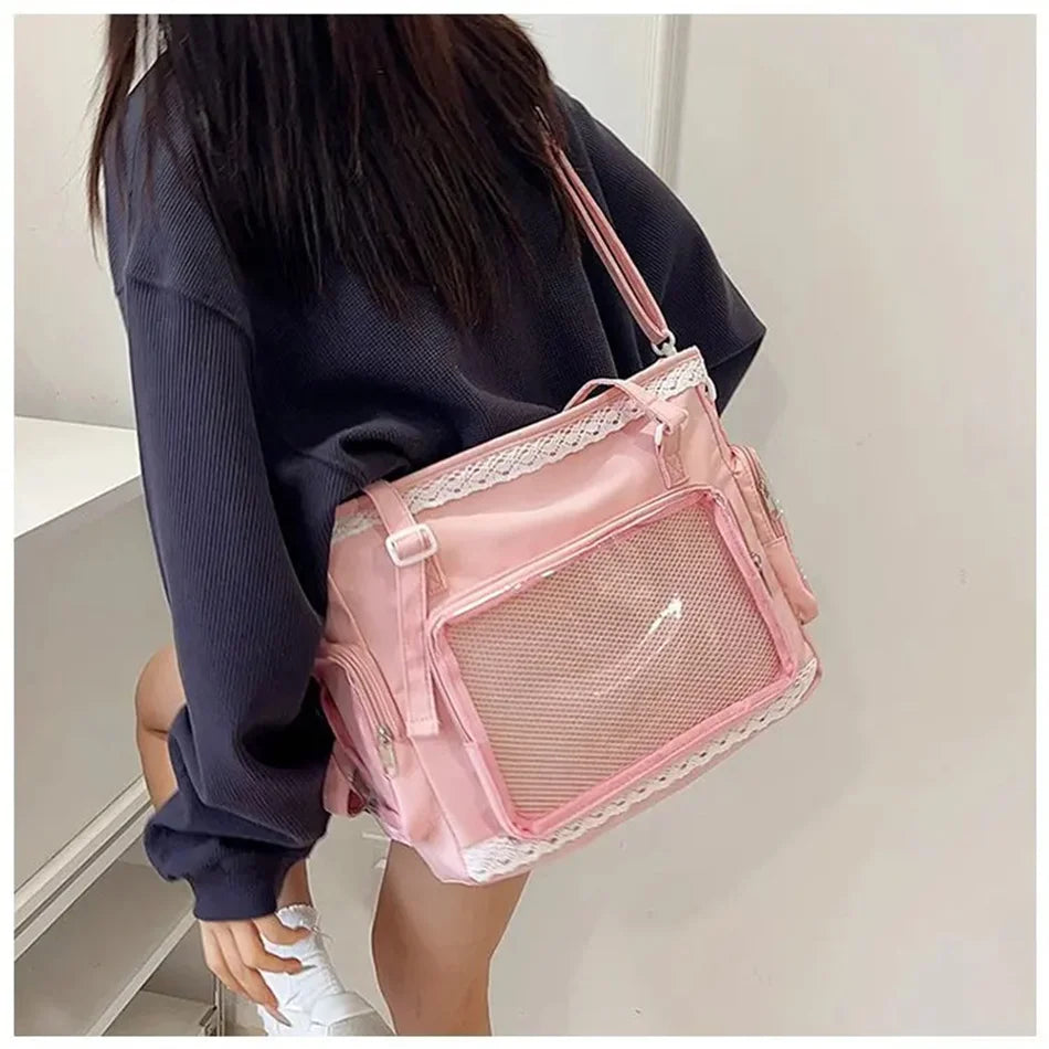 Large Canvas Ita Crossbody Tote Bag