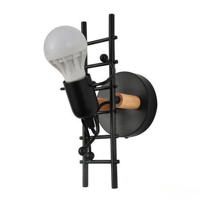 Vintage Industrial Wooden Wall Lamp – Creative E27 Wall Sconce