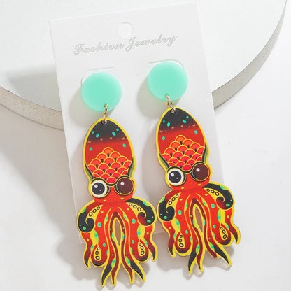 Creative Acrylic Fish Octopus Earrings