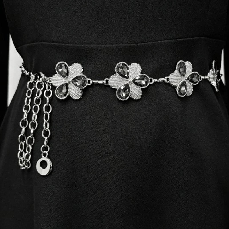 Women’s Rhinestone Flower Waist Chain