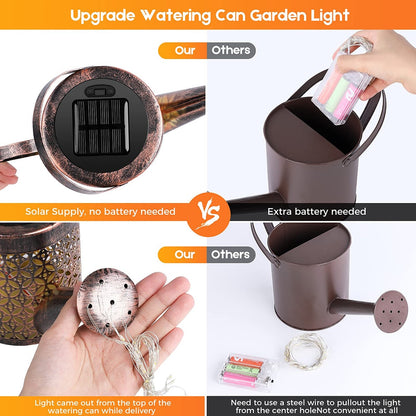 Solar watering can hanging waterfall lamp