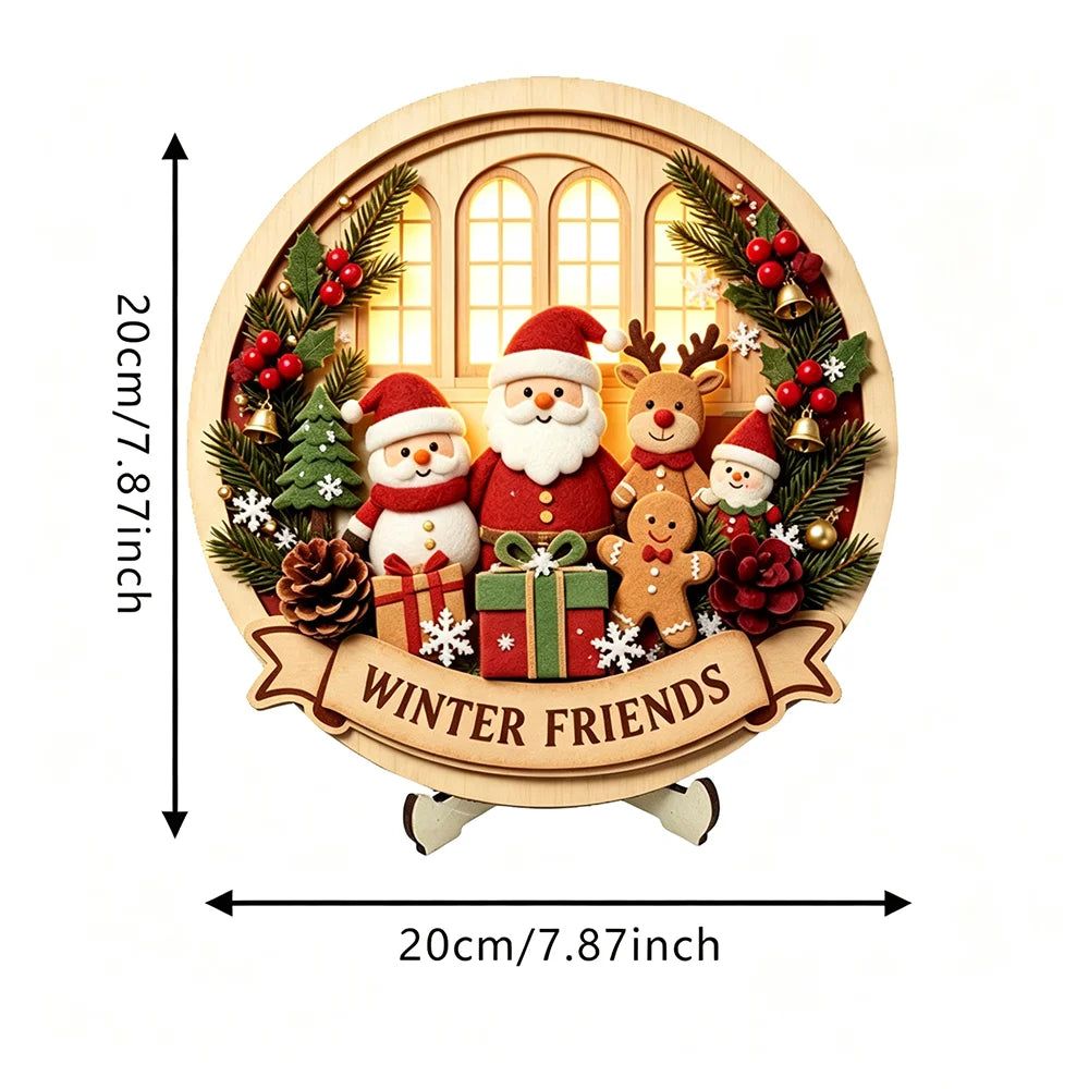 Wooden Christmas Tabletop Ornament with Stand