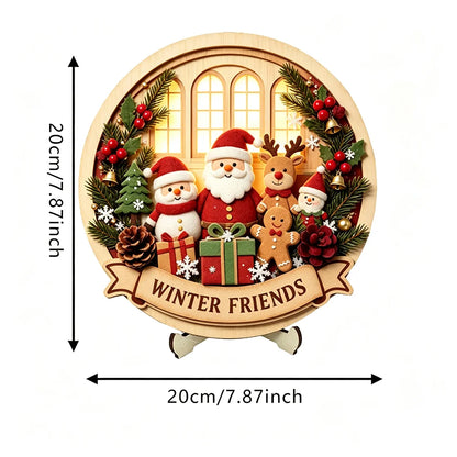 Wooden Christmas Tabletop Ornament with Stand
