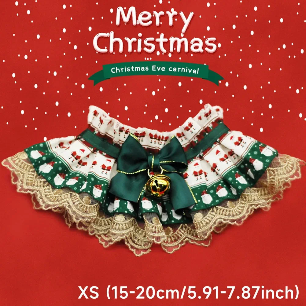 Christmas Adjustable Pet Lace Bandana Collar