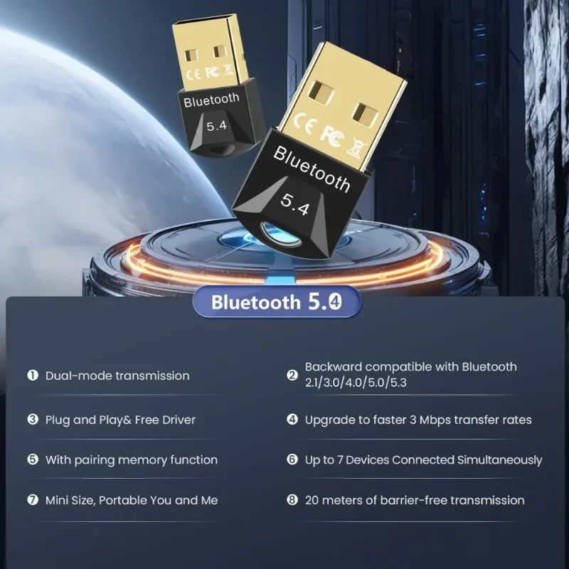 USB Bluetooth 5.4 Adapter for PC